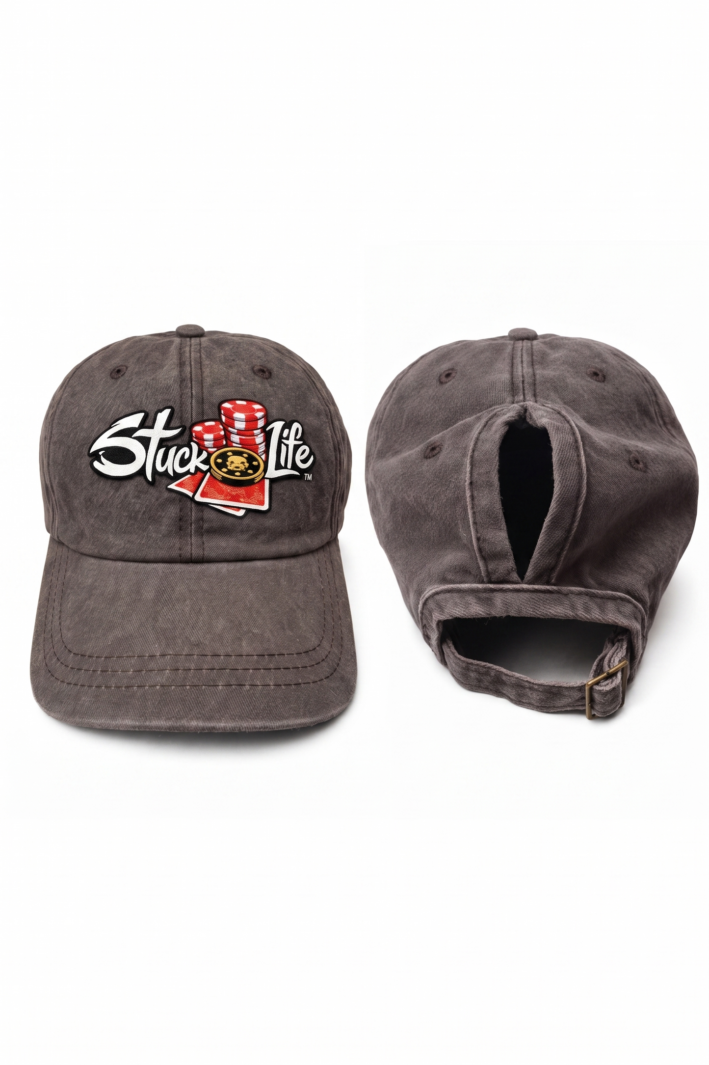 Embroidered Pony Tail Hat