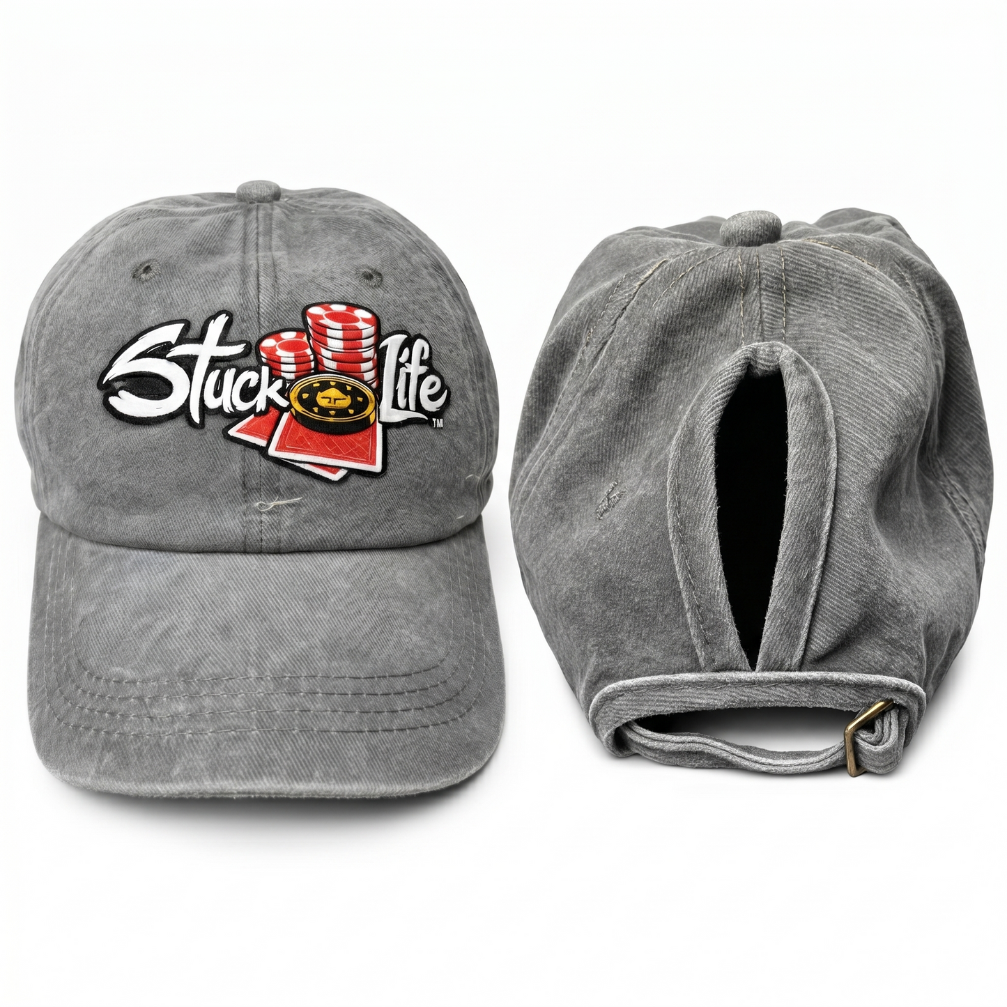 Embroidered Pony Tail Hat
