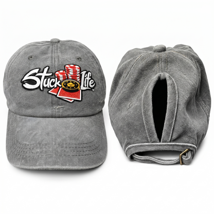 Embroidered Pony Tail Hat