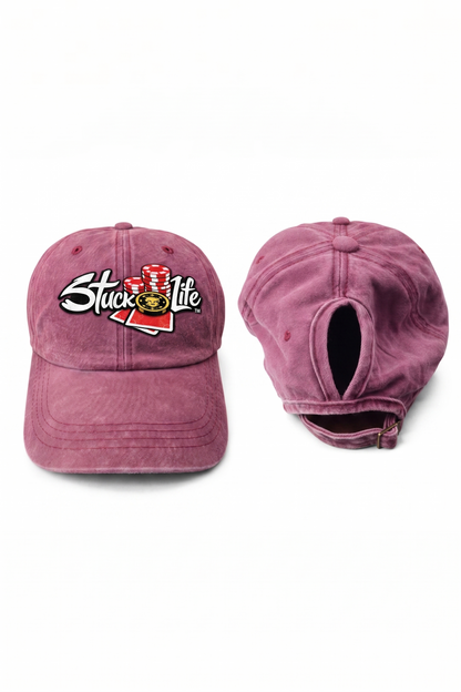 Embroidered Pony Tail Hat